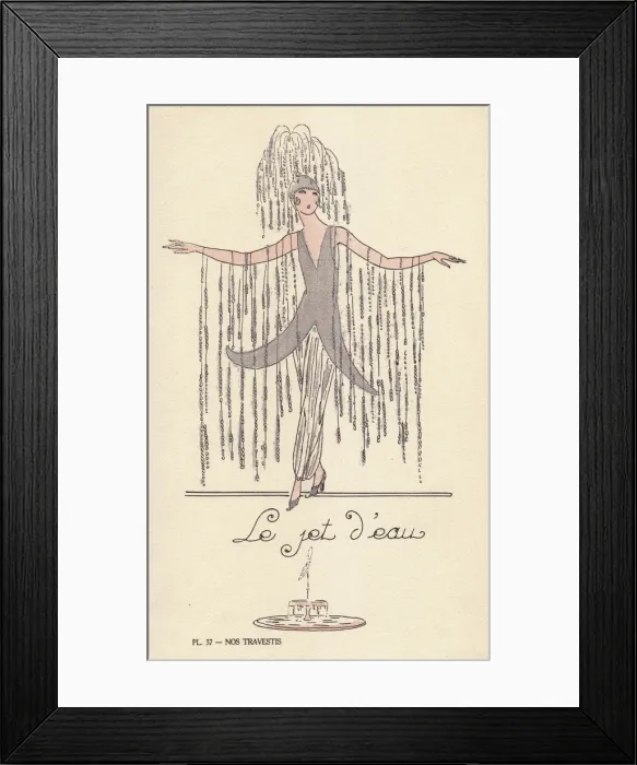 Framed Print : Woman in fancy dress costume as a fountain, le jet d eau Framed Print : Woman in fancy dress costume as a fountain, le jet d eau