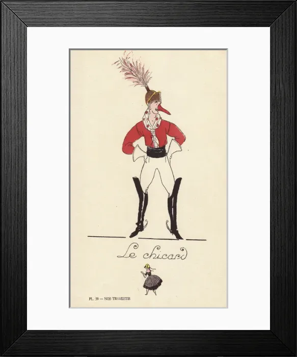 Framed Print : Woman in fancy dress costume as a dandy, le chicard Framed Print : Woman in fancy dress costume as a dandy, le chicard