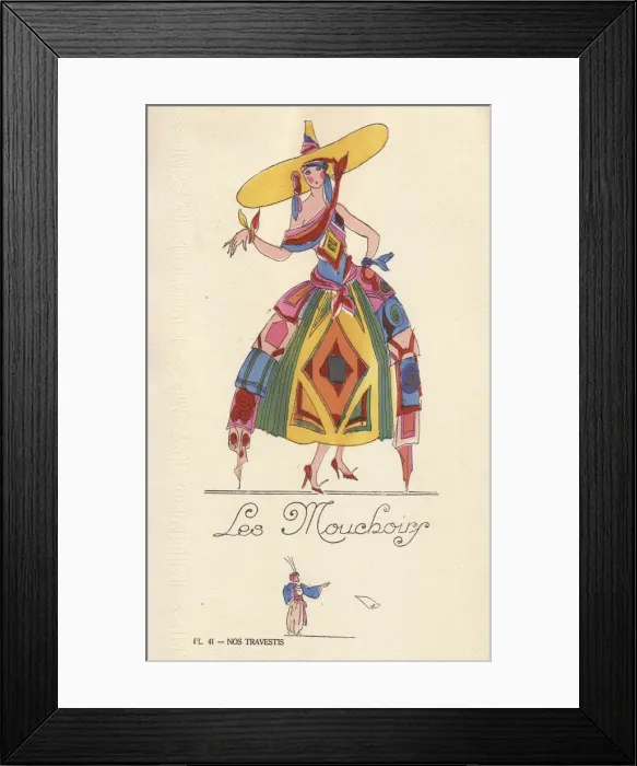 Framed Print : Woman in handkerchief fancy dress costume, les mouchoirs Framed Print : Woman in handkerchief fancy dress costume, les mouchoirs