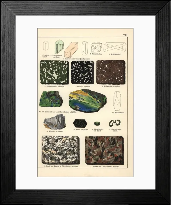 Framed Print : Minerals including amazonite, porphyry, chlorite and granite Framed Print : Minerals including amazonite, porphyry, chlorite and granite