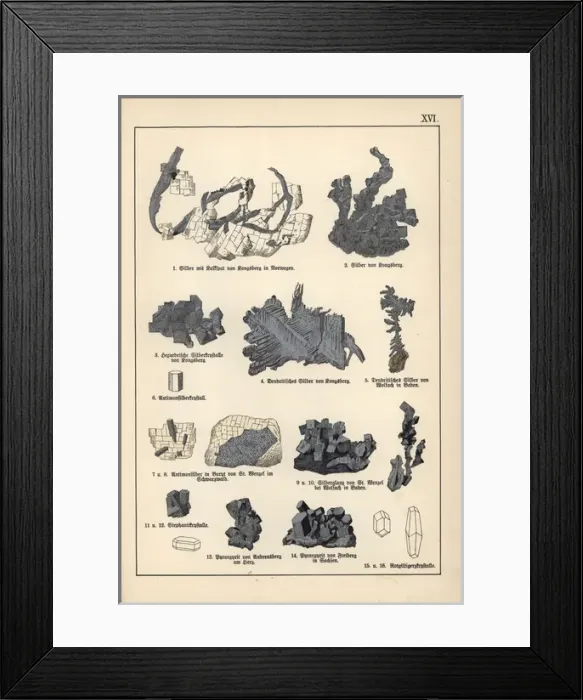 Framed Print : Precious metals including silver, argentite and pyrargyrite Framed Print : Precious metals including silver, argentite and pyrargyrite