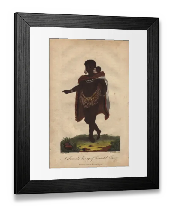 Framed Print : A woman of Terra del Fuego, South America Framed Print : A woman of Terra del Fuego, South America