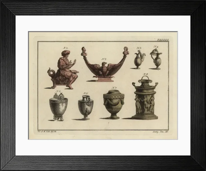 Framed Print : Roman lamps, altar, and vases Framed Print : Roman lamps, altar, and vases