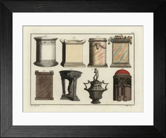 Framed Print : Greek altars, tripod, urn and tomb Framed Print : Greek altars, tripod, urn and tomb