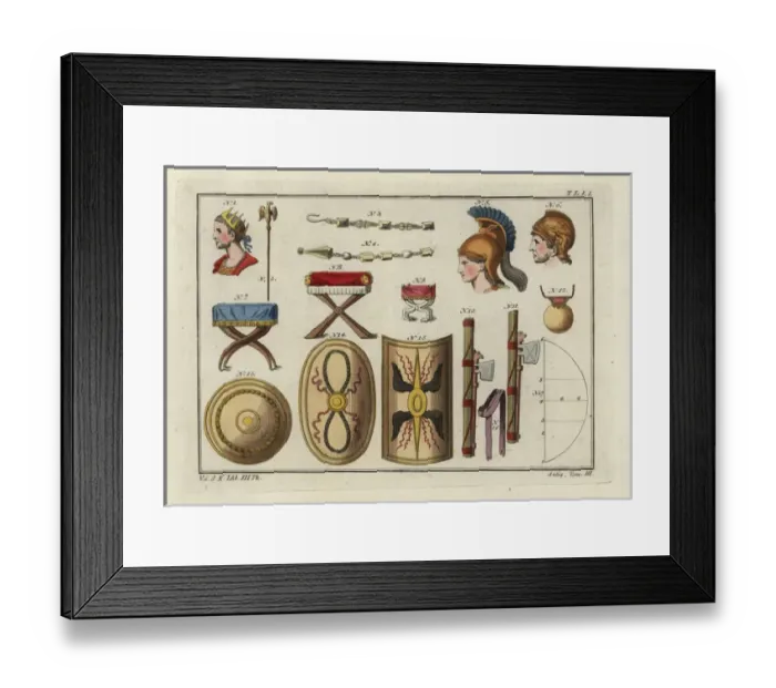 Framed Print : Bust of Trajan, Roman scepter, chains, helmets Framed Print : Bust of Trajan, Roman scepter, chains, helmets