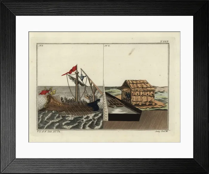 Framed Print : Roman warship with corvus and war machine Framed Print : Roman warship with corvus and war machine