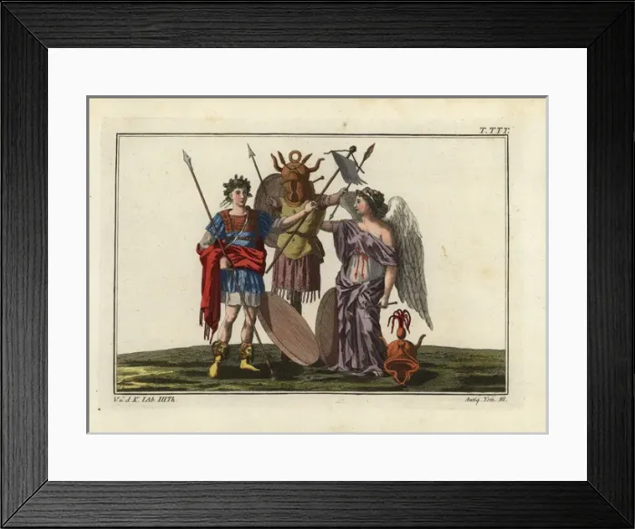 Framed Print : Roman military trophies and rewards with soldier Framed Print : Roman military trophies and rewards with soldier