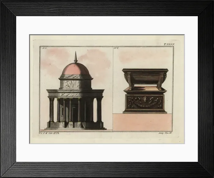 Framed Print : Roman temple with dome and columns, and Roman bath Framed Print : Roman temple with dome and columns, and Roman bath