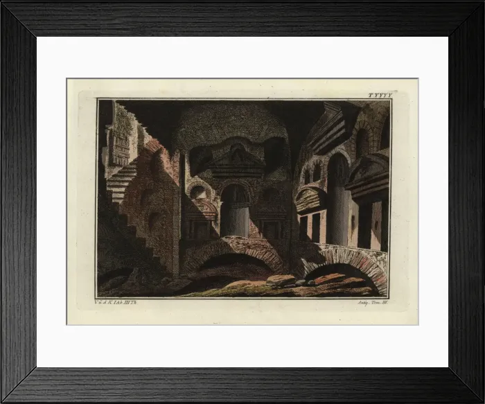 Framed Print : Roman catacombs with staircase leading down to tombs Framed Print : Roman catacombs with staircase leading down to tombs
