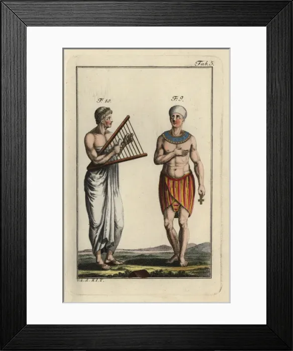 Framed Print : Egyptian sacrificial priest and another priest with harp Framed Print : Egyptian sacrificial priest and another priest with harp