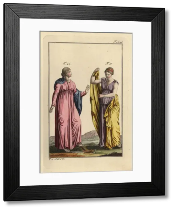 Framed Print : Two daughters of the goddess Niobe in Greek Framed Print : Two daughters of the goddess Niobe in Greek