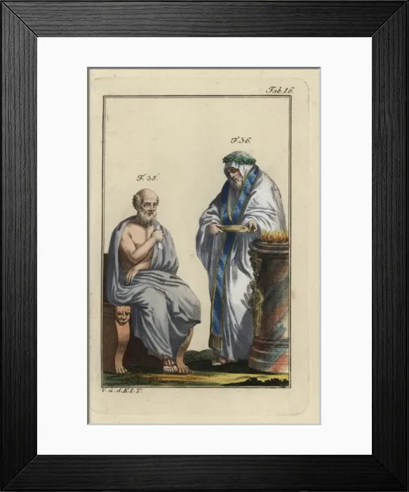 Framed Print : Greek philosopher and Greek priest with offering bowl Framed Print : Greek philosopher and Greek priest with offering bowl