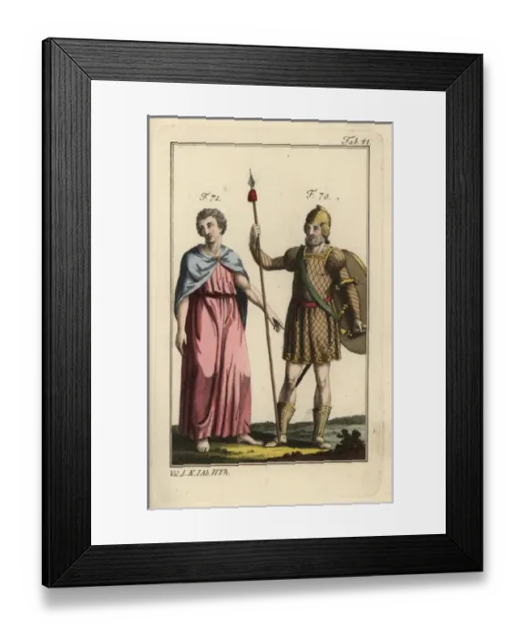 Framed Print : Warrior Gaul in full battledress, with lance Framed Print : Warrior Gaul in full battledress, with lance