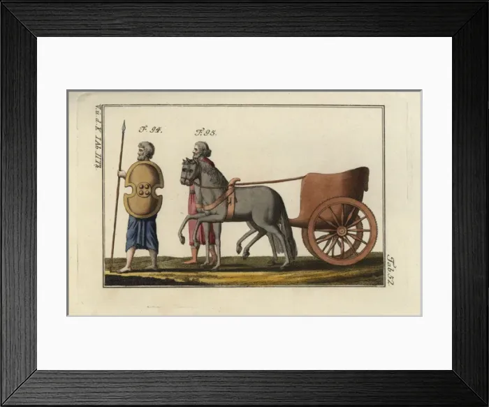 Framed Print : Persian with spear and shield, and a Persian chariot Framed Print : Persian with spear and shield, and a Persian chariot