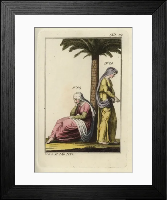 Framed Print : Two Jewish women under a palm tree Framed Print : Two Jewish women under a palm tree