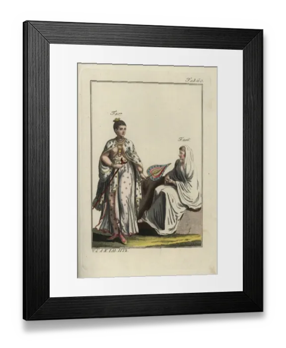 Framed Print : Indian women in dresses and cloaks Noble woman Framed Print : Indian women in dresses and cloaks Noble woman