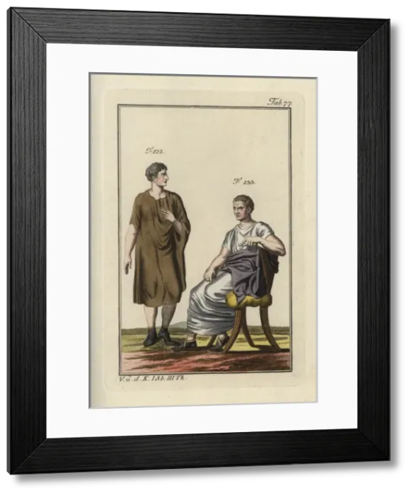 Framed Print : Roman man wearing the panula, and a seated Roman senator Framed Print : Roman man wearing the panula, and a seated Roman senator
