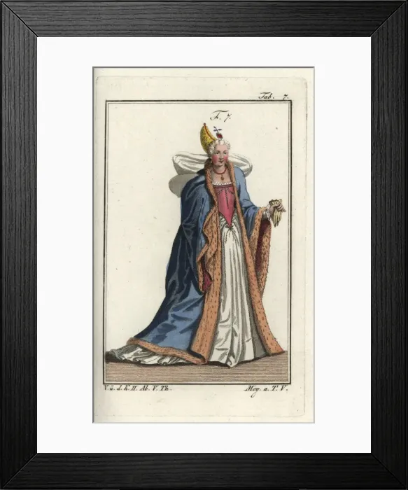 Framed Print : Wife of a Doge of Venice, 1581 Fur-lined cloak Framed Print : Wife of a Doge of Venice, 1581 Fur-lined cloak