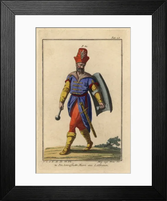 Framed Print : Armed man of Lithuania, with mace, sword Framed Print : Armed man of Lithuania, with mace, sword