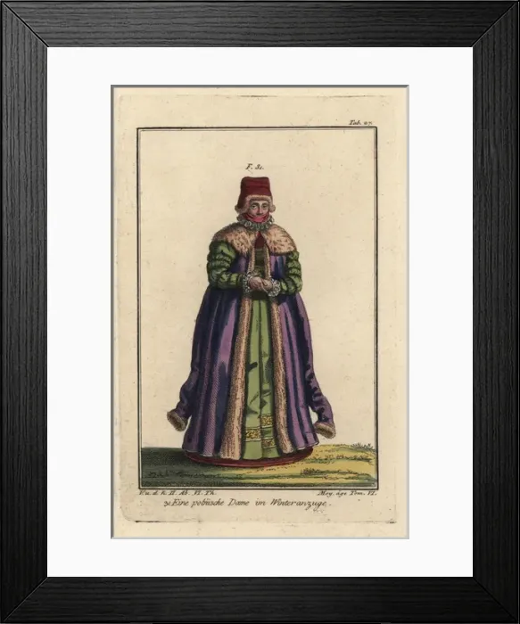 Framed Print : Polish woman in winter dress, 16th century Framed Print : Polish woman in winter dress, 16th century