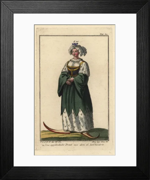 Framed Print : Bride from Lapland wearing a dress of ermine Framed Print : Bride from Lapland wearing a dress of ermine