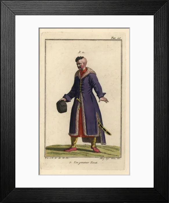 Framed Print : A common Croat wearing a coat lined with fox Framed Print : A common Croat wearing a coat lined with fox