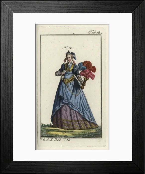 Framed Print : Woman of Naples with a feather fan attached Framed Print : Woman of Naples with a feather fan attached