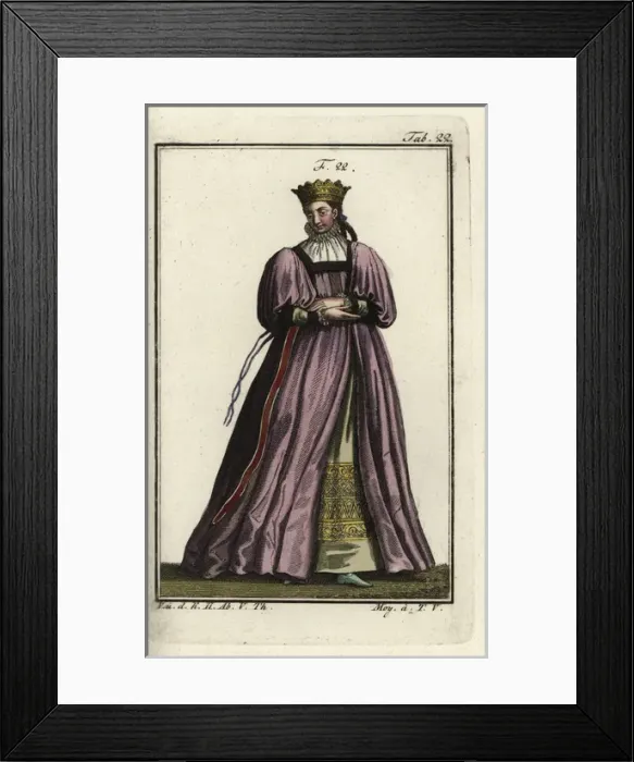 Framed Print : Woman of Silesia, in golden crown and silk dress, 1577 Framed Print : Woman of Silesia, in golden crown and silk dress, 1577