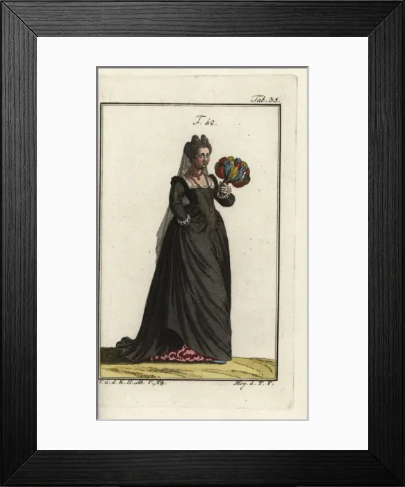 Framed Print : Noblewoman of Venice wearing a black dress Framed Print : Noblewoman of Venice wearing a black dress