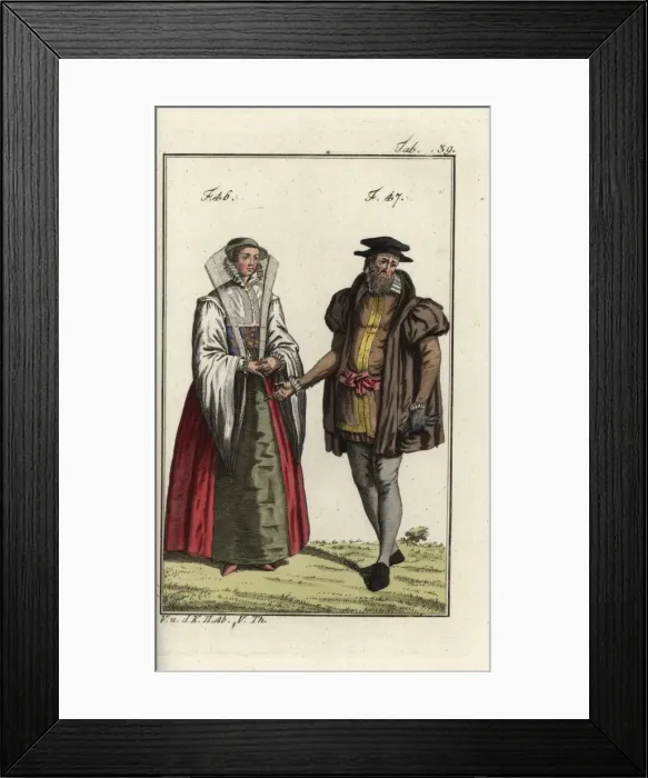 Framed Print : Noblewoman of Cologne, 1588, and a councilor Framed Print : Noblewoman of Cologne, 1588, and a councilor