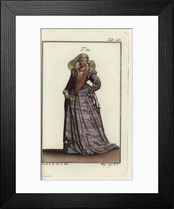 Framed Print : Noble woman of Florence in dress with lace Framed Print : Noble woman of Florence in dress with lace