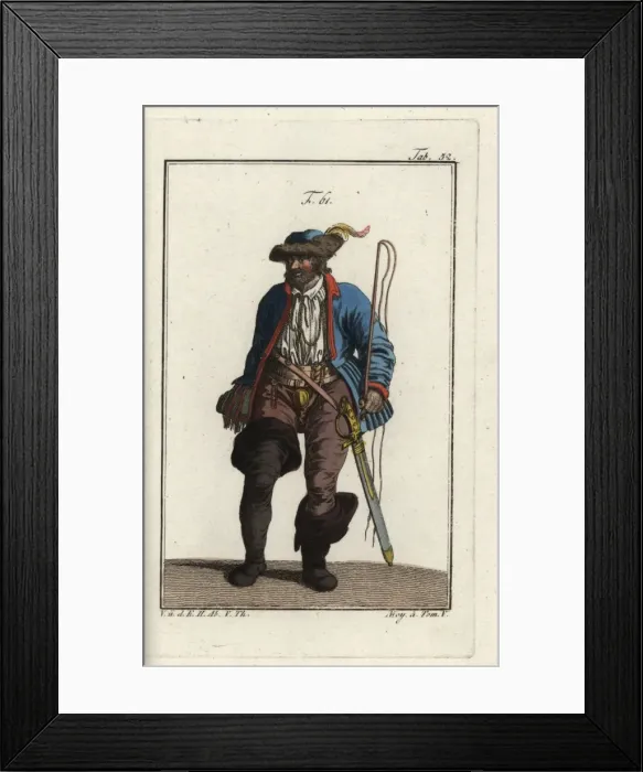 Framed Print : German coachman of the 16th century with whip Framed Print : German coachman of the 16th century with whip