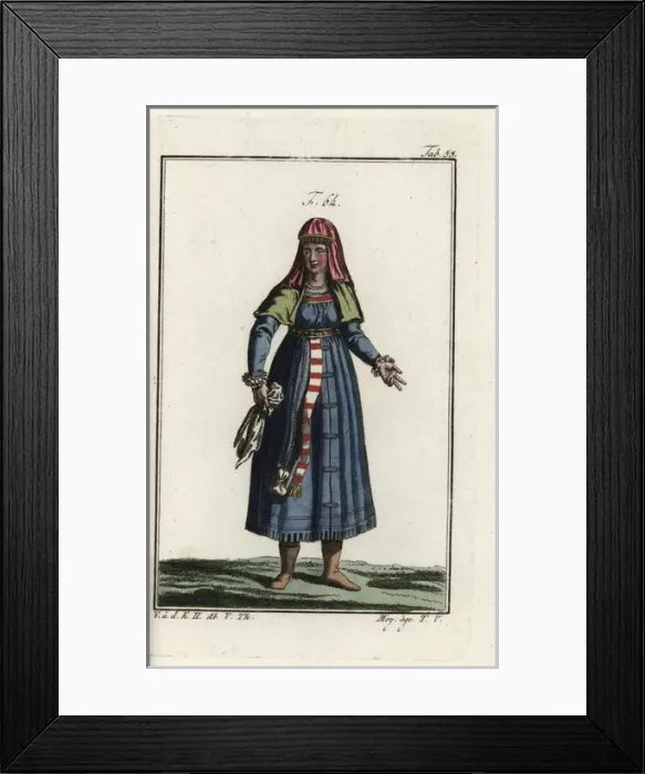 Framed Print : Woman of Alsace, with her purse hanging Framed Print : Woman of Alsace, with her purse hanging