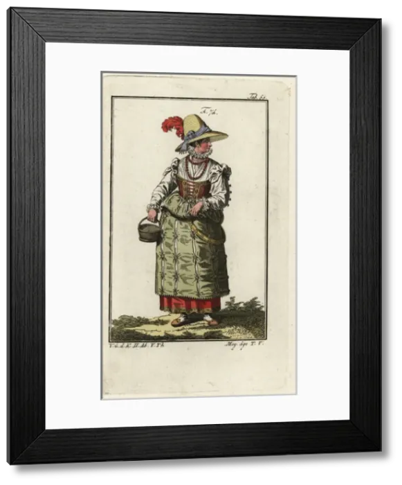 Framed Print : Farm girl from the region near Venice, 16th century Framed Print : Farm girl from the region near Venice, 16th century