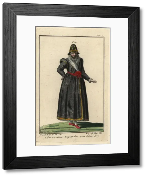 Framed Print : Nobleman of England, 1577 He wears a black Framed Print : Nobleman of England, 1577 He wears a black