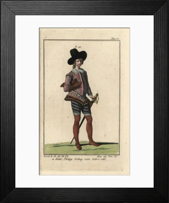Framed Print : Sir Philip Sydney, poet, wearing tight short Framed Print : Sir Philip Sydney, poet, wearing tight short