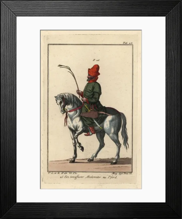 Framed Print : Armed Muscovite on horseback, 16th century Framed Print : Armed Muscovite on horseback, 16th century