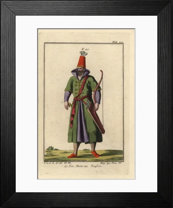Framed Print : Russian man with bow and quiver of arrows Framed Print : Russian man with bow and quiver of arrows