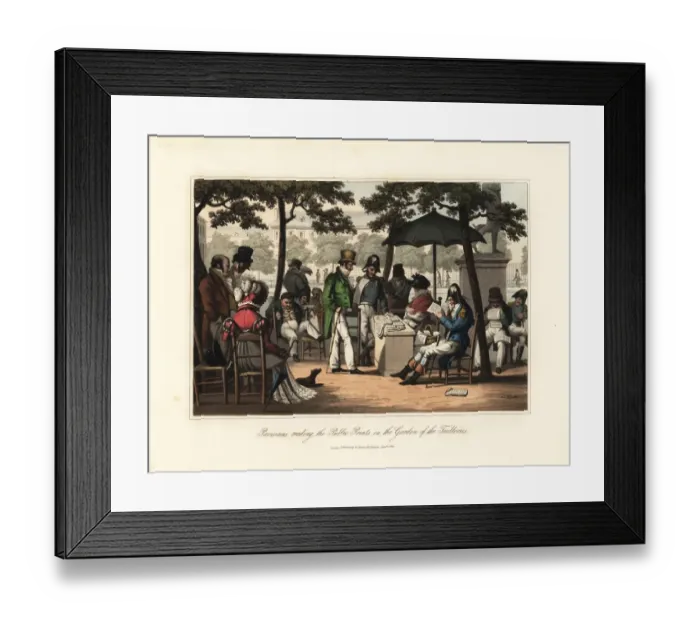 Framed Print : Parisians reading newspapers in the gardens of the Tuileries Framed Print : Parisians reading newspapers in the gardens of the Tuileries
