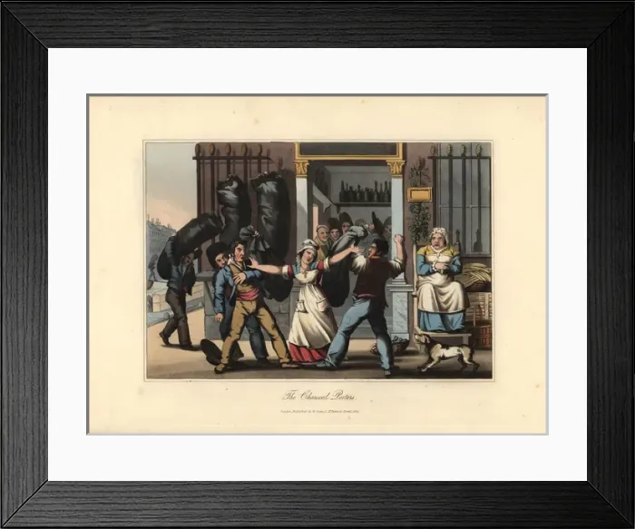 Framed Print : Charcoal porters brawling at a cabaret bar, Paris Framed Print : Charcoal porters brawling at a cabaret bar, Paris