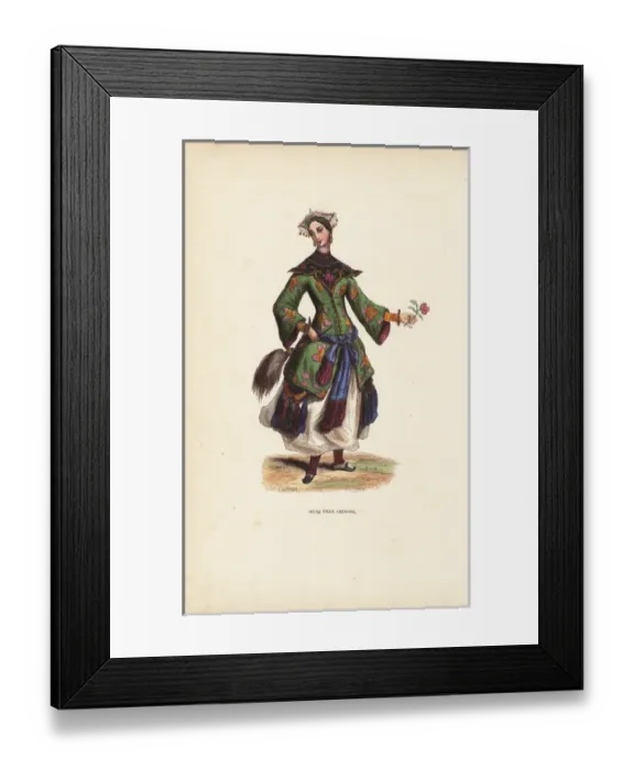 Framed Print : Chinese girl from the nobility in embroidered jacket Framed Print : Chinese girl from the nobility in embroidered jacket