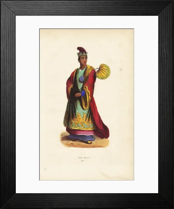 Framed Print : Burmese nobleman in embroidered robes, hat, and slippers Framed Print : Burmese nobleman in embroidered robes, hat, and slippers