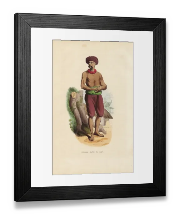 Framed Print : Common Indian man in short trousers, sash belt and turban Framed Print : Common Indian man in short trousers, sash belt and turban