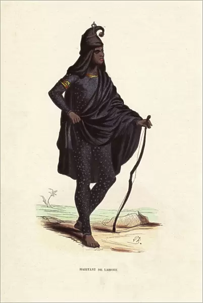 Man of Lahore (Punjab) in black suit, turban