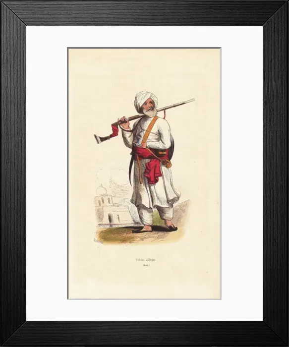 Framed Print : Afghan soldier wearing turban, shalwar tunic Framed Print : Afghan soldier wearing turban, shalwar tunic