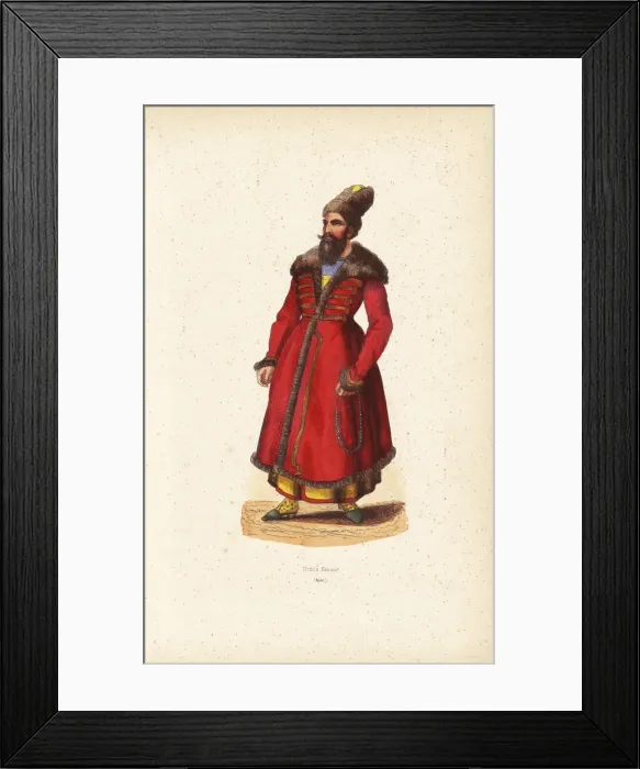 Framed Print : Persian nobleman in fur hat, fur-lined coat with frogging Framed Print : Persian nobleman in fur hat, fur-lined coat with frogging