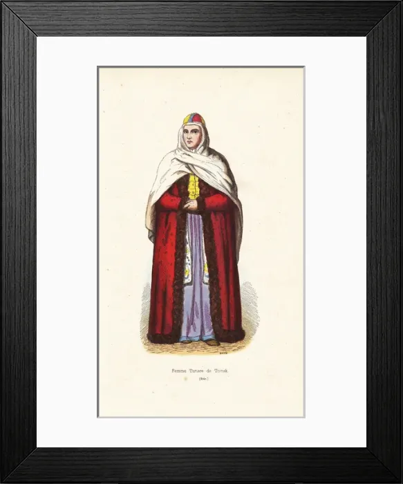 Framed Print : Tatar woman from Tomsk, Siberia, in headress and cape Framed Print : Tatar woman from Tomsk, Siberia, in headress and cape