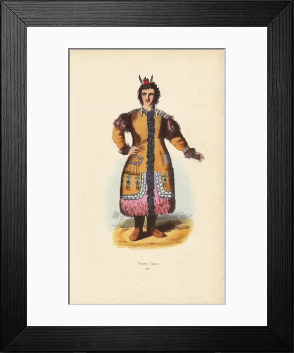 Framed Print : Yakut woman wearing earrings, fur-lined coat Framed Print : Yakut woman wearing earrings, fur-lined coat