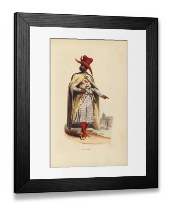 Framed Print : Arabian nobleman in hat, cloak, embroidered Framed Print : Arabian nobleman in hat, cloak, embroidered