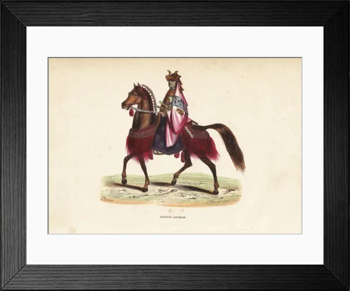Framed Print : Japanese shogun, wearing helmet, kamishimo Framed Print : Japanese shogun, wearing helmet, kamishimo